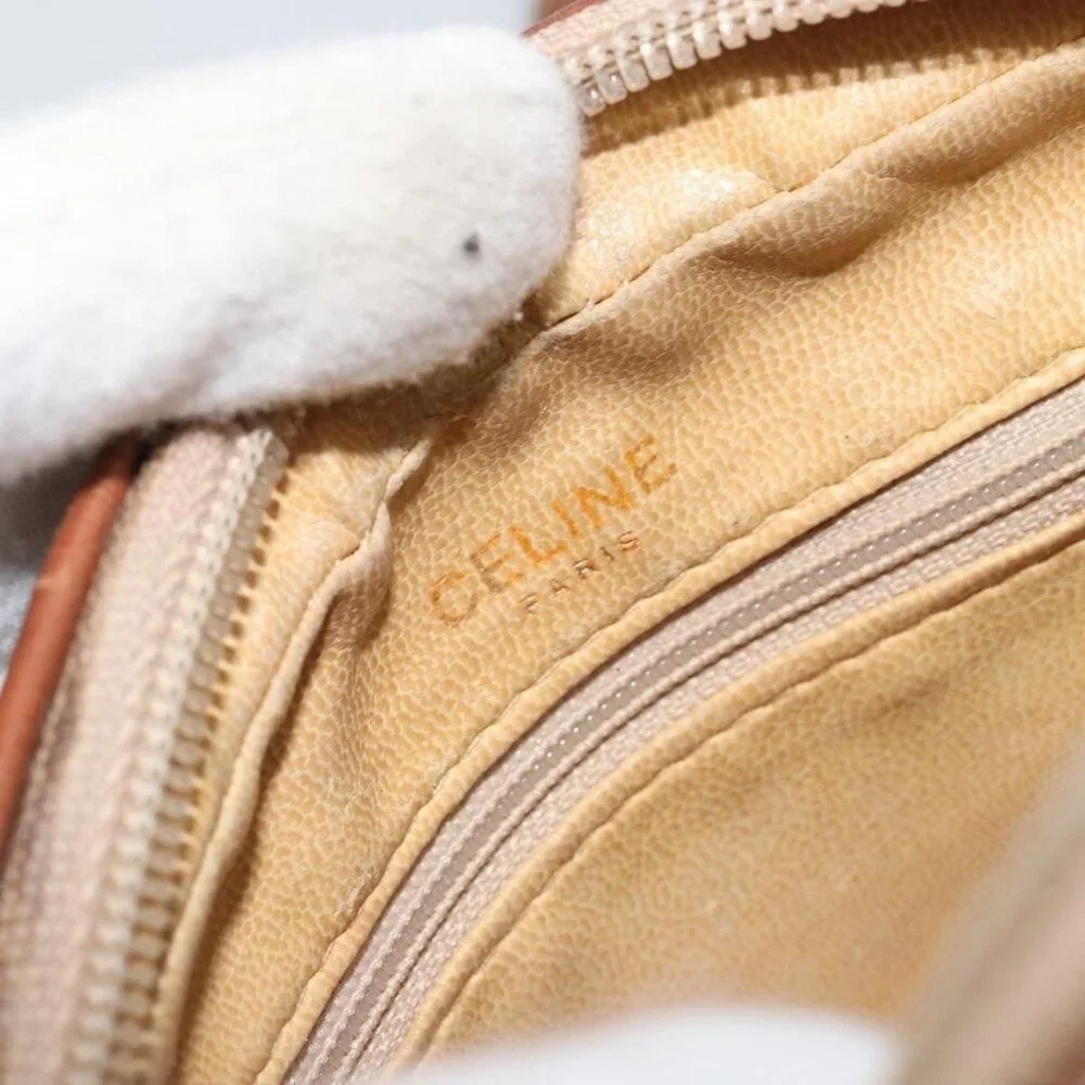 Authentic CELINE Macadam Canvas Shoulder Bag PVC Beige Gold - Picture 8 of 16